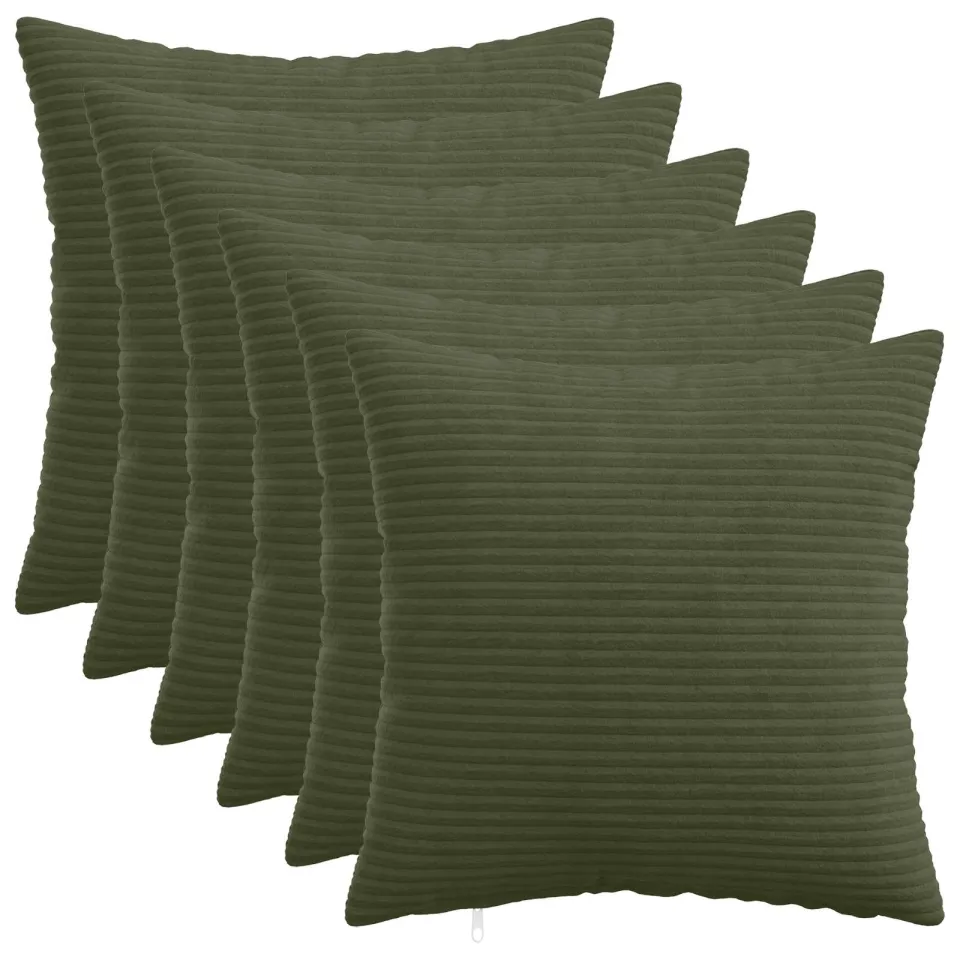 vidaXL Kussensloop 6 st HEERLEN Groen 50 x 50 cm corduroy, foto 3