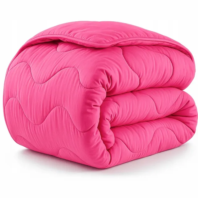 Koney Winterdekbed 200 x 200 cm - schapenwol - Roze - 500 g/m²