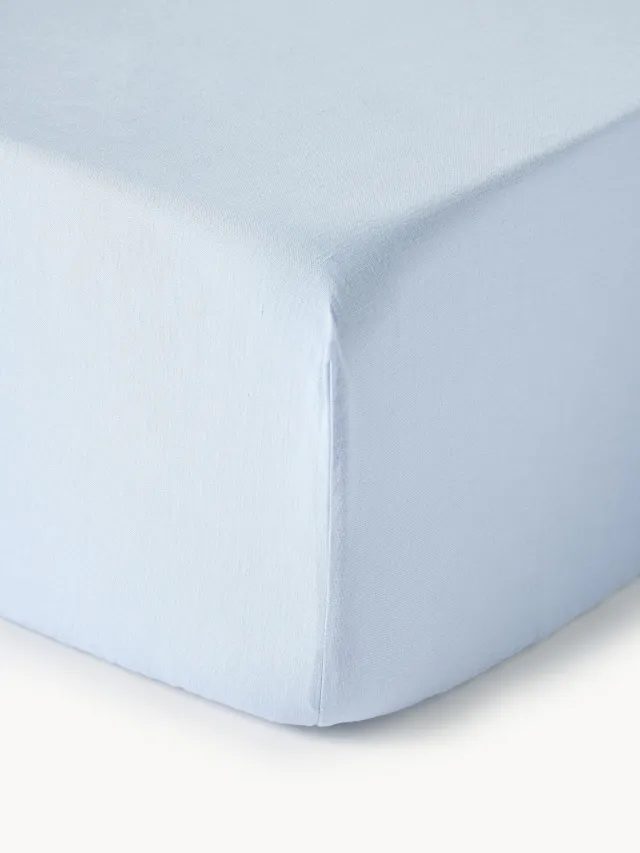 Westwing Collection Boxspring hoeslaken Airy, gewassen linnen Lichtblauw