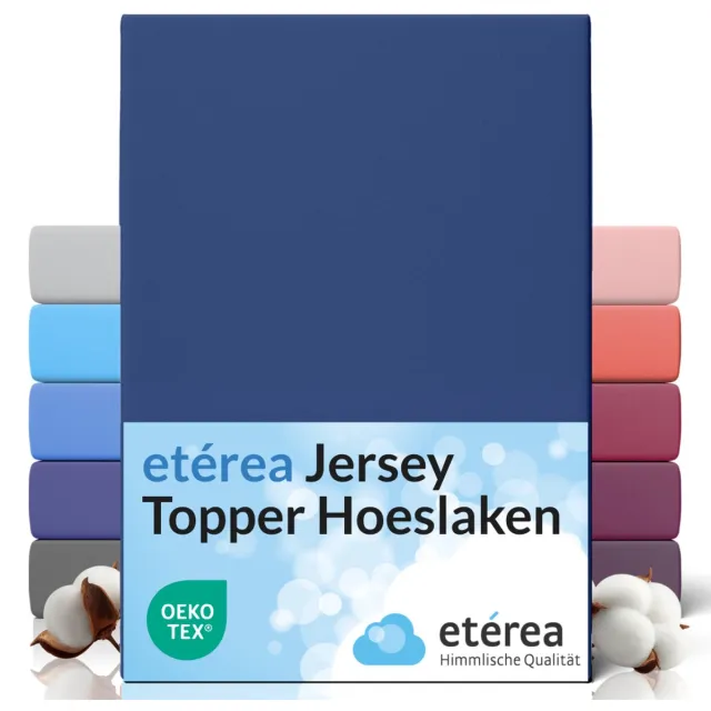 etérea Himmlische Qualität etérea Topper Jersey Hoeslaken 140x200 - 160x200 cm Oekotex Made in Green - 100% katoen - Zee Marine