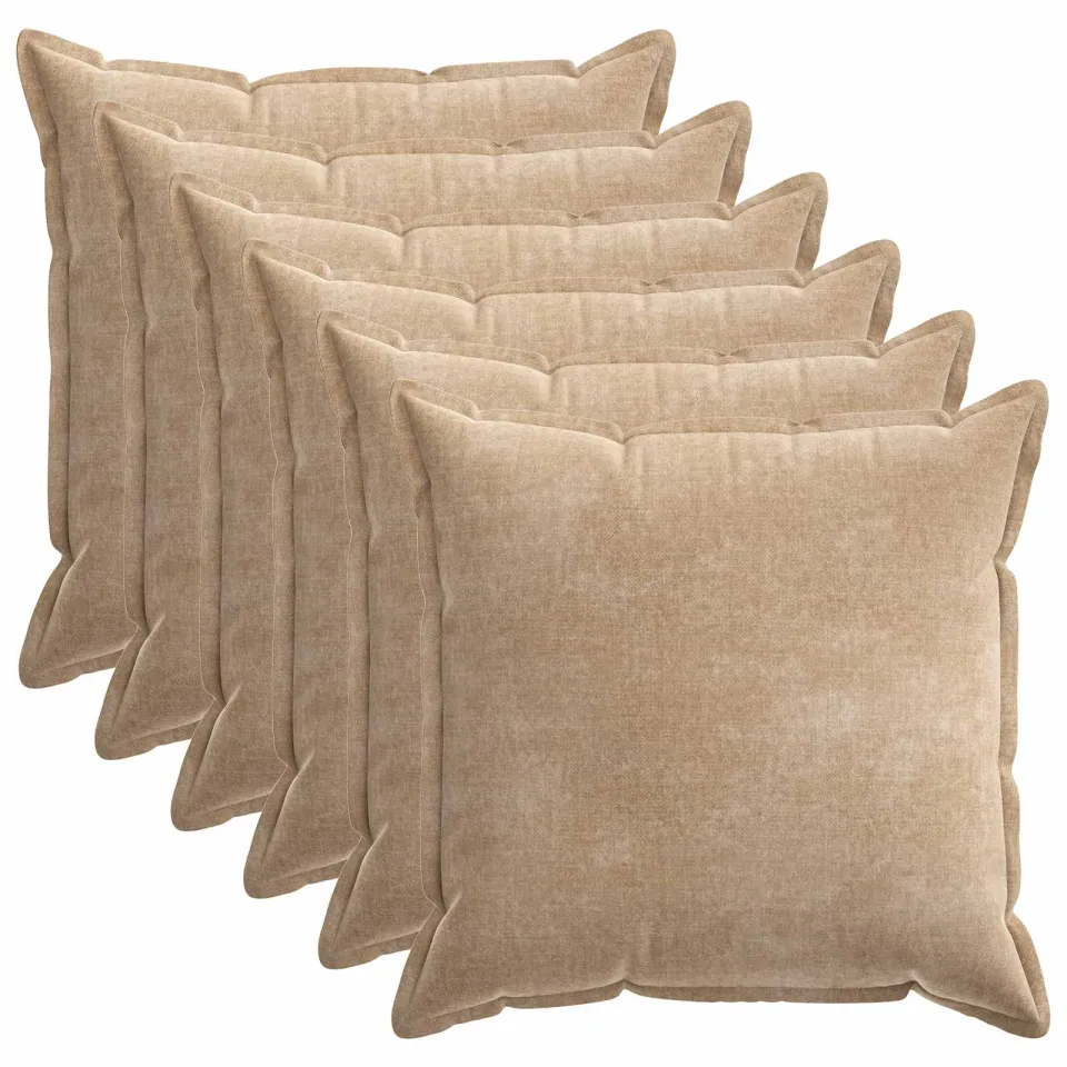 vidaXL Kussensloop 6 st HOUTEN Taupe 70 x 70 cm Chenille Stof