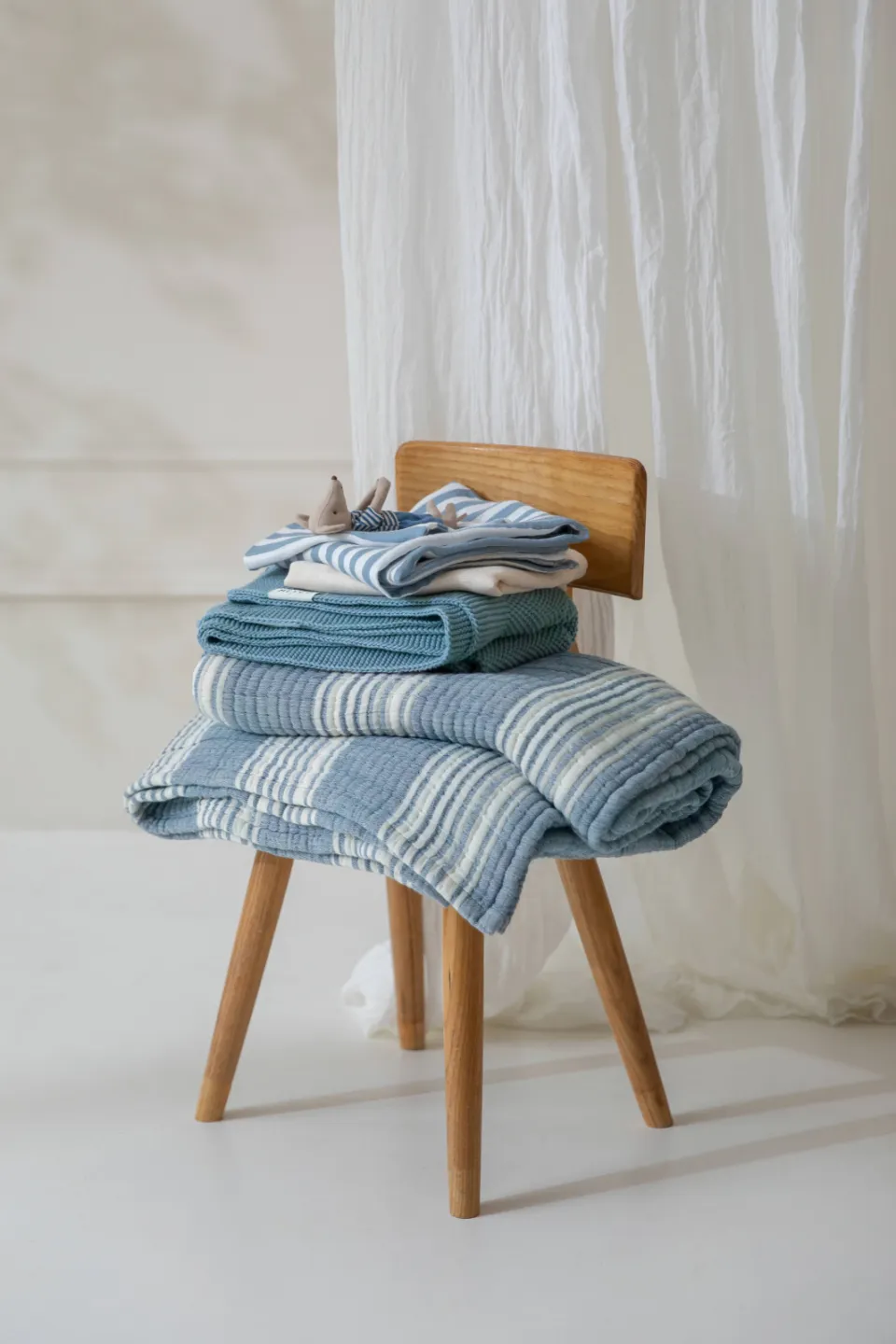Meyco Stripe Jacquard hydrofiele ledikantdeken indigo, foto 2