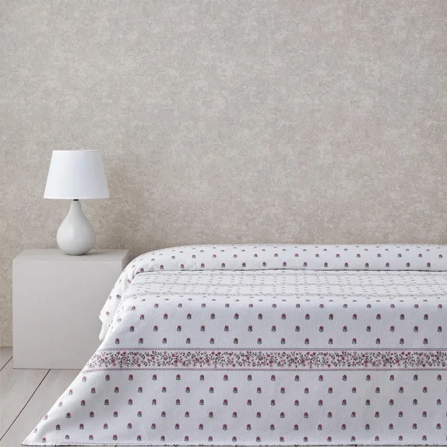English Home Floral Lines Deken- Bedsprei - Zomerdeken - 100% Katoen - Een Persoons - 150x220 cm - Wit/Roze Roze/Wit