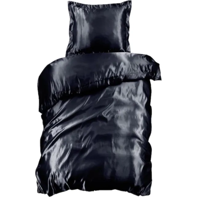 Beauty Silk Dekbedovertrek - 140x200/220 - Glans Satijn - Zwart
