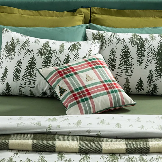 English Home Dekbedovertrekset - incl. 2 kussenslopen - Incl. hoeslaken - 200x 220 cm - Groen Groen-Wit