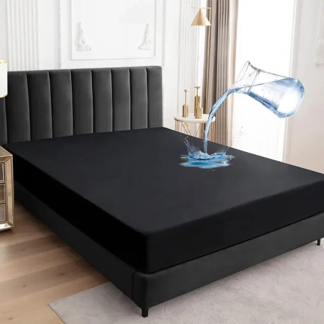 Famanu Matrasbeschermer 180x200 cm, ademend, waterdicht, vochtwerend – Zwart