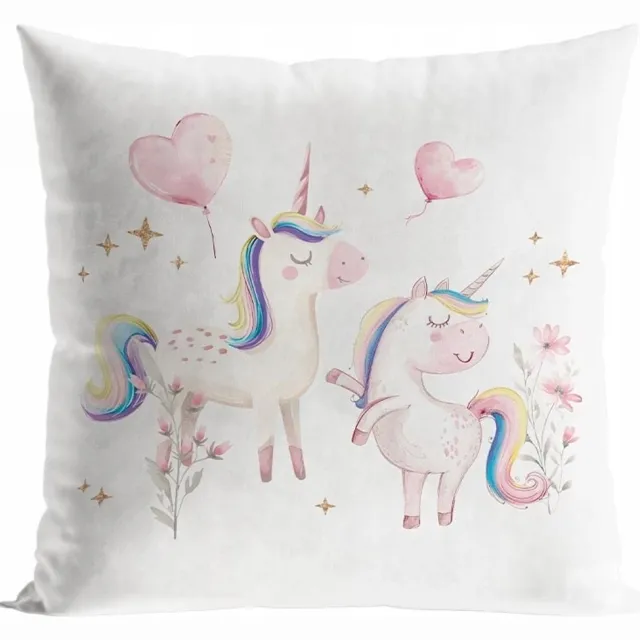 Markizeta Velours Kinderkussenhoes Eenhoorn Roze 40x40 cm