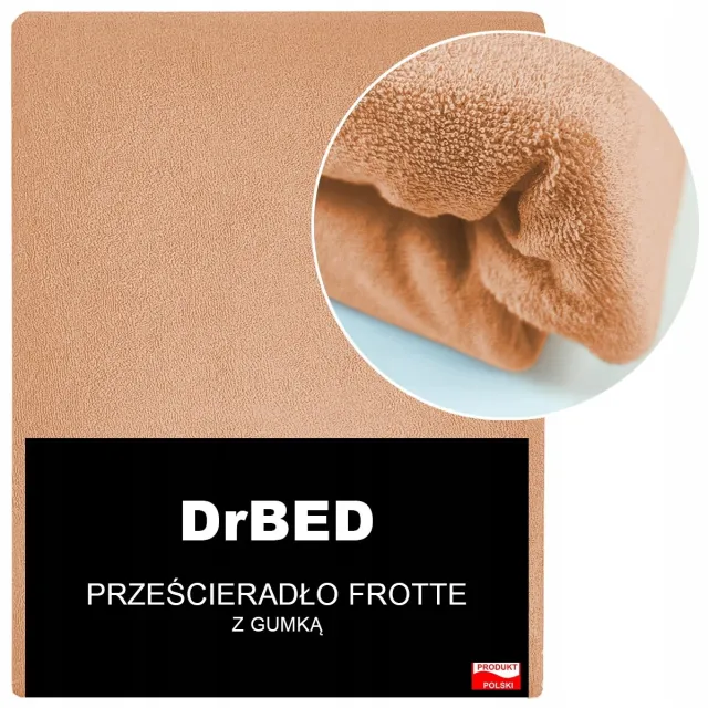 DrBED Frotte Hoeslaken - 180x200 cm - Brzoskwiniowy - Ademend - Duurzaam