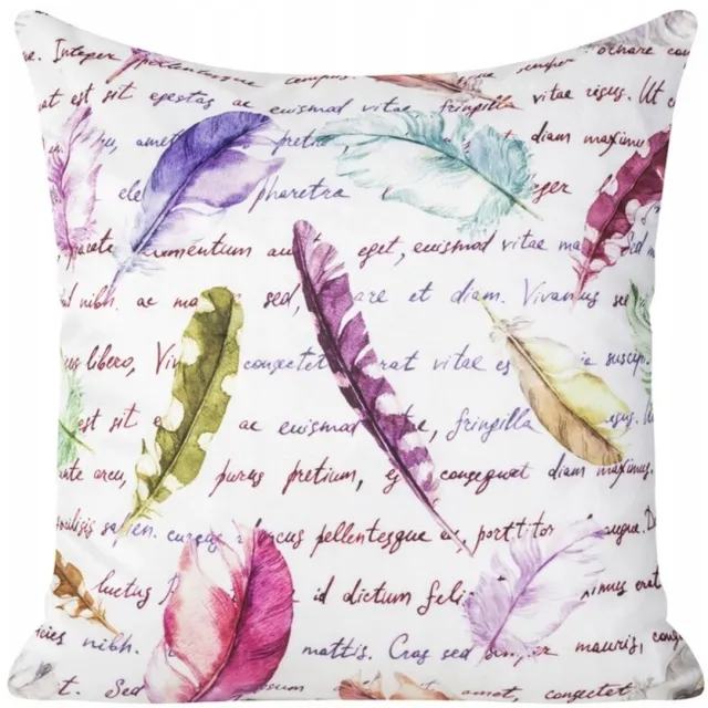 Eurofirany Decoratieve Kussenhoes Freya 45x45cm - Boho Stijl met Kleurrijke Veren Multicolor