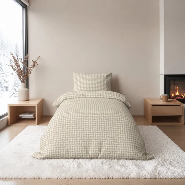 bedlin Dekbedovertrek Flanel - Winter - 1 persoon - PIEDDEPOULES Beige