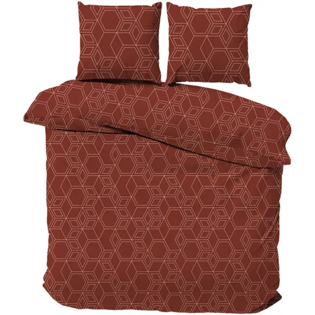 iSleep Dekbedovertrek Lot - Litsjumeaux - 240x200/220 cm - Bruinrood
