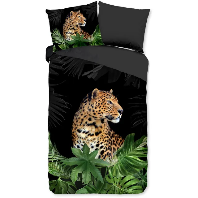 Pure dekbedovertrek luipaard - 1 persoons 140x200/220 cm - Zwart - Microvezel Black