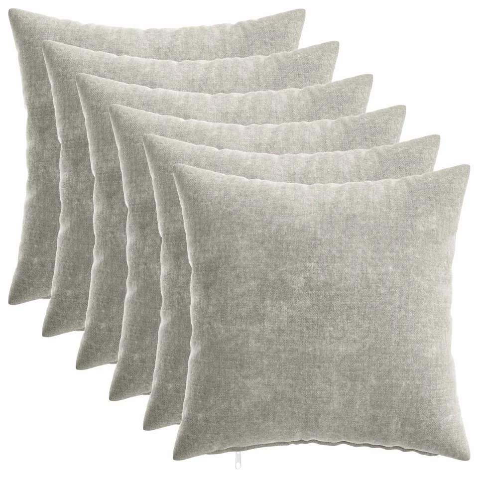 vidaXL Kussensloop 6 st HEERLEN Lichtgrijs 35 x 35 cm Chenille Stof
