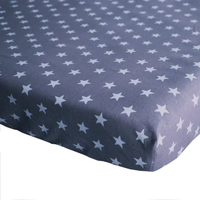 BINK Bedding Hoeslaken Stars Grijs 1 persoonsbed 90 x 200 cm