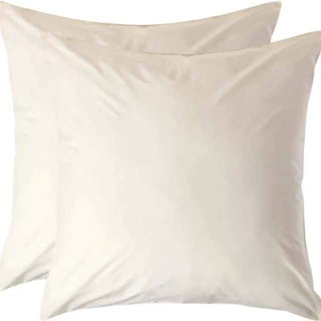 Homescapes Kussensloop 60x60 cm Set van 2 – Crème – 100% Egyptisch Perkal Katoen – 200 TC