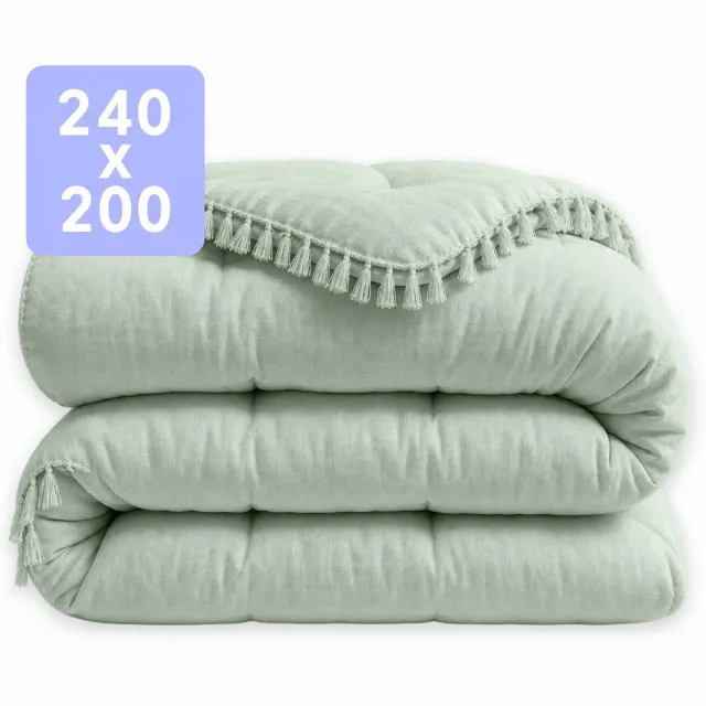 Happybed Dekbed zonder overtrek 240x200 - Wasbaar Dekbed - Bedrukt dekbed zonder hoes - Hoesloos Dekbed - Lits Jumeaux - Light Green