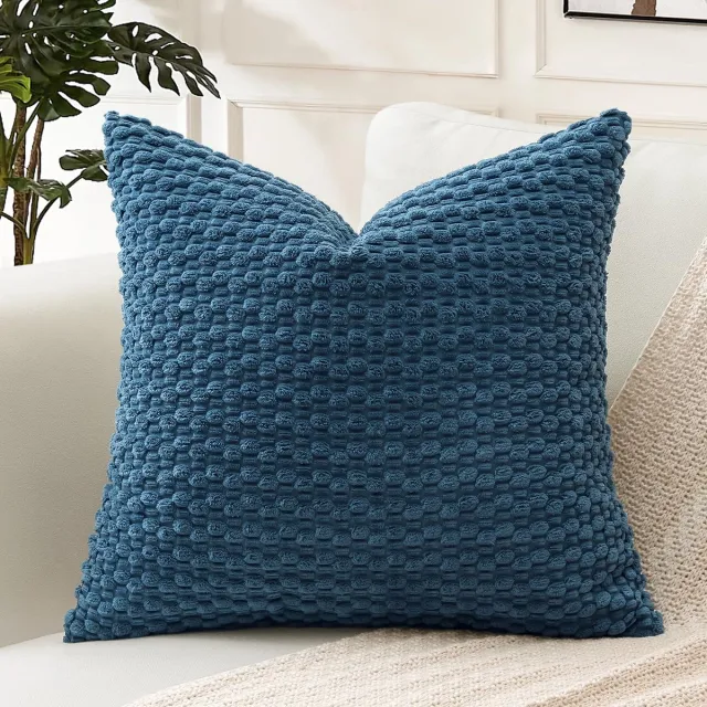 Unyqoos Decoratieve blauwe kussensloop van zacht corduroy voor woonkamer en kantoor