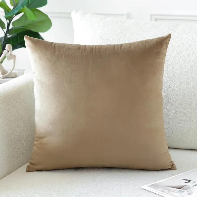 Ibenzoa Fluwelen decoratieve kussensloop voor bank en slaapkamer in goudbruine tint, 50 x 50 cm