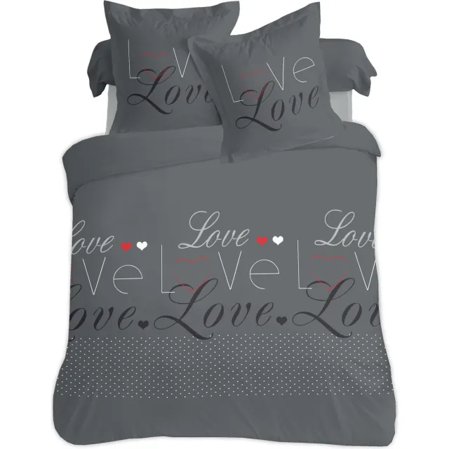 VISION home VISION LOVE Dekbedovertrekset - 100% katoen: zacht en soepel - Kingsize - Dekbedovertrek met 2 bijhorende slopen - Donkergrijs - Oekotex gecertificeerd Antraciet