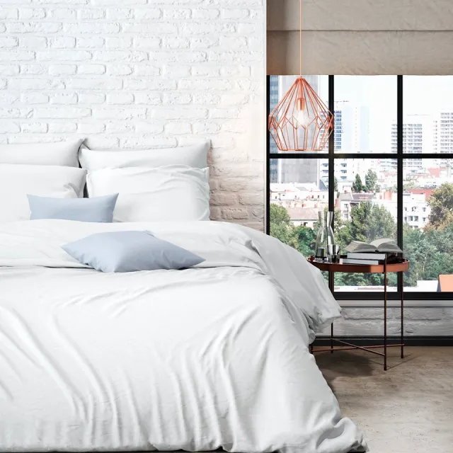 Mistral Home DEKBEDOVERTREK - percale - 200 x 200 cm + 2x 65 x 65 cm - tweepersoons - effen kleur - wit