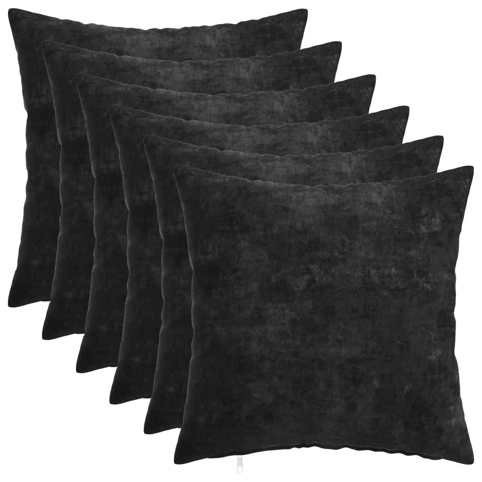 vidaXL Kussensloop 6 st HEERLEN Antraciet 50 x 50 cm Chenille Stof, foto 3