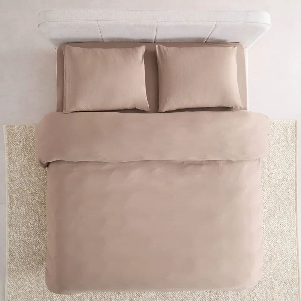 NOUS Living super soft lits-jumeaux dekbedovertrek taupe, foto 3