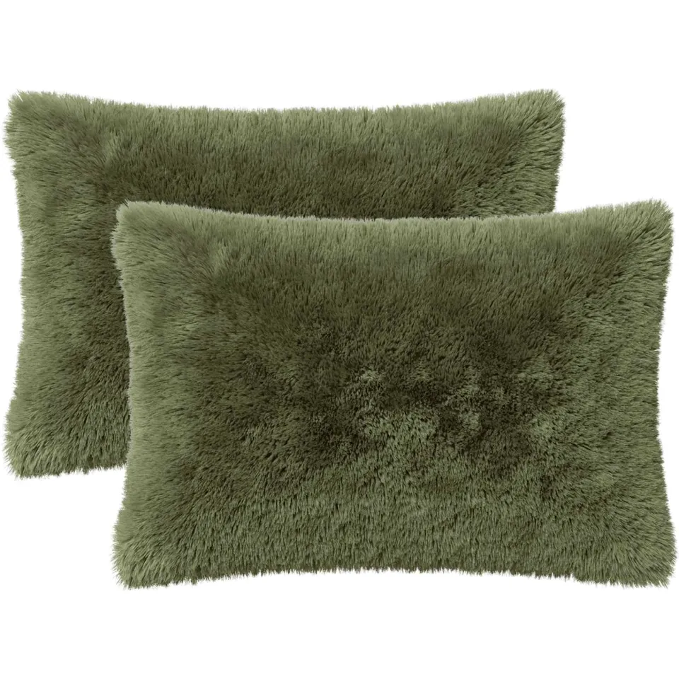 vidaXL Kussensloop 2 st HEERLEN Groen 50 x 70 cm PV Fleece, foto 3