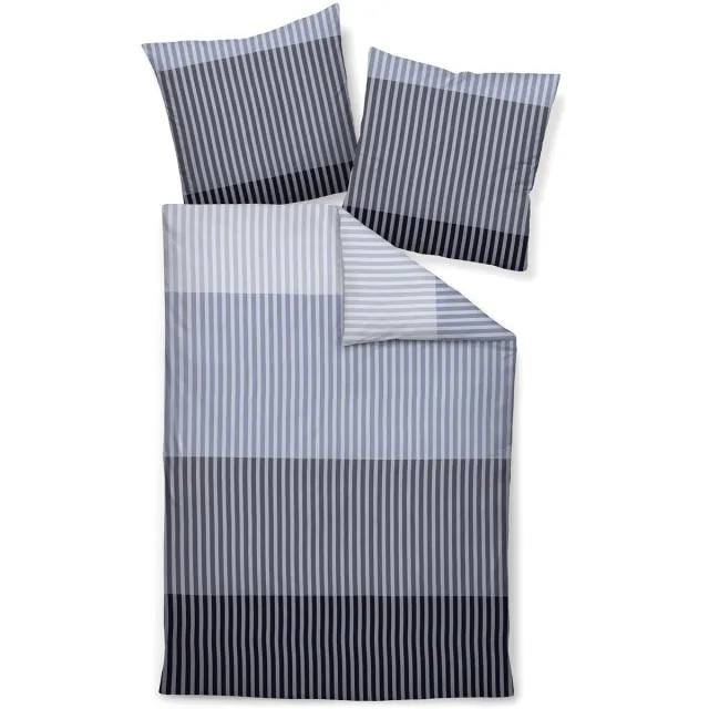 Janine Beddengoed Mako Satin Streifen 155x220 Set van 1 Zilver/Grijs