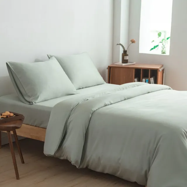 Boomba Bamboo bamboe beddengoedset - Sage Green - 2-persoons M - dekbedovertrek 200x220 cm, hoeslaken 140x200 cm en 2 kussenslopen 60x70 cm - 400TC satijn Groen