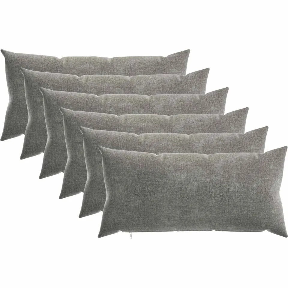 vidaXL Kussensloop 6 st HEERLEN Donkergrijs 40 x 80 cm Chenille Stof, foto 3