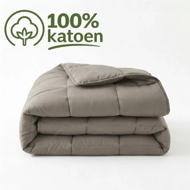 Droomtextiel Dekbed Zonder Overtrek 140x220 - 100% Percale Katoen - Wasbaar Dekbed - Taupe Bruin