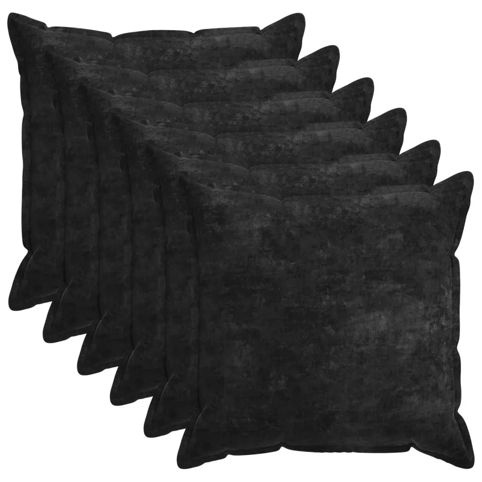 vidaXL Kussensloop 6 st HOUTEN Antraciet 80 x 80 cm Chenille Stof Anthraciet