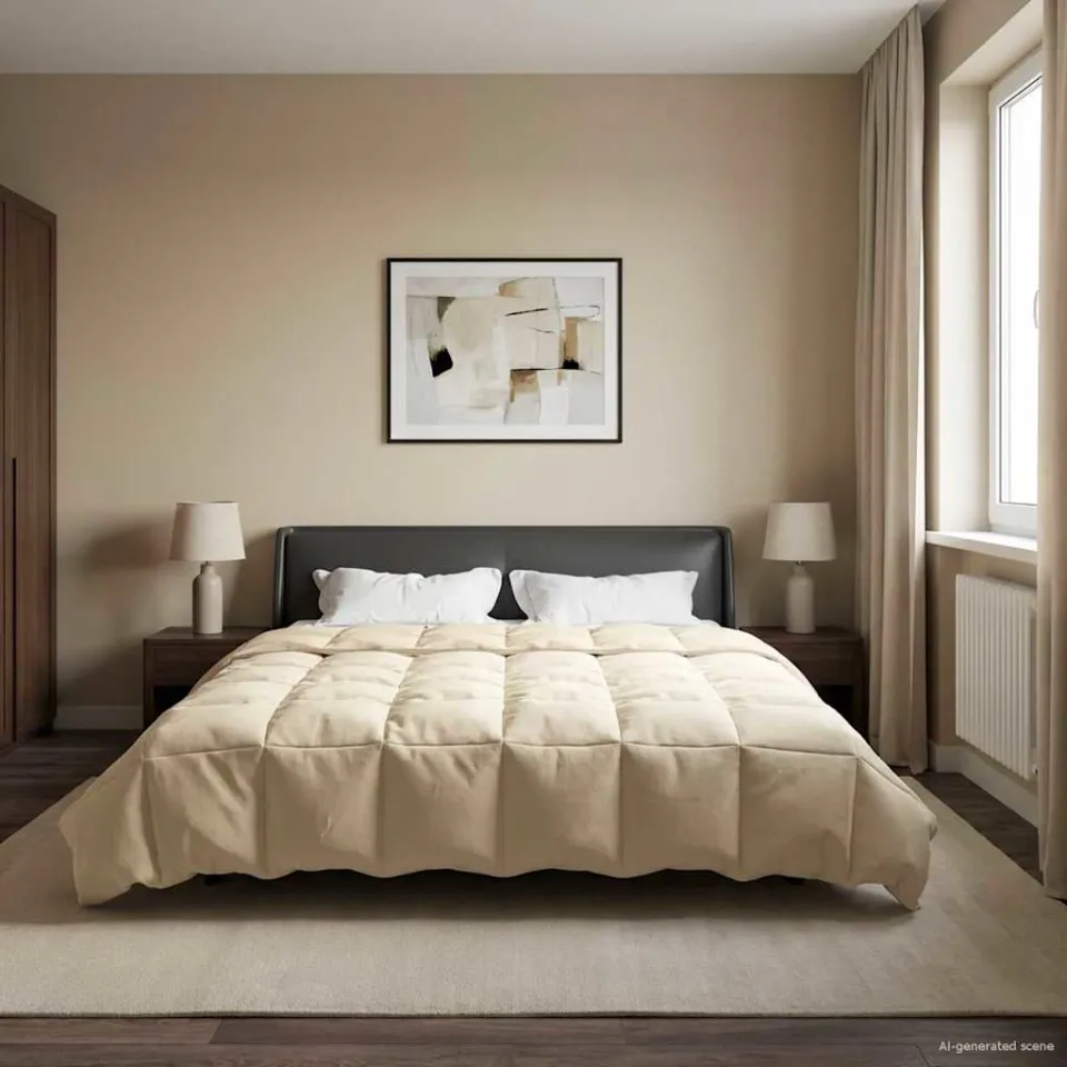 vidaXL Zomer Dekbed 220 x 240 cm Zomer Microfiber (100% polyester) crème, foto 4