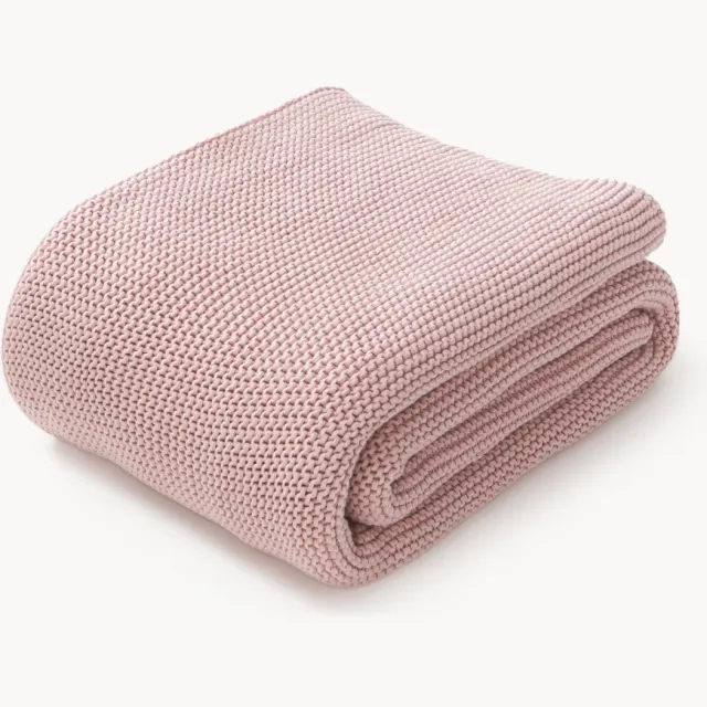 Westwing Collection Gebreide plaid Adalyn van biokatoen Roze