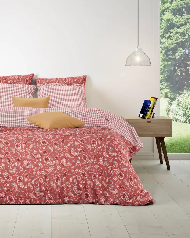 Mistral Home DEKBEDOVERTREK - katoen renforcé - 200 x 200 cm + 2x 65 x 65 cm - tweepersoons - dessin - rood Rood/Wit/Blauw