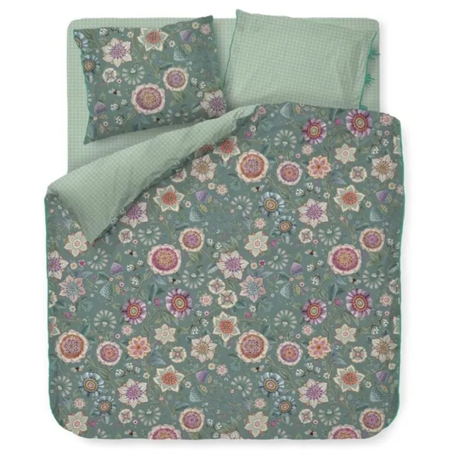 Pip Studio Viva Las Flores Dekbedovertrek - Tweepersoons - 200x200/220 cm - Groen