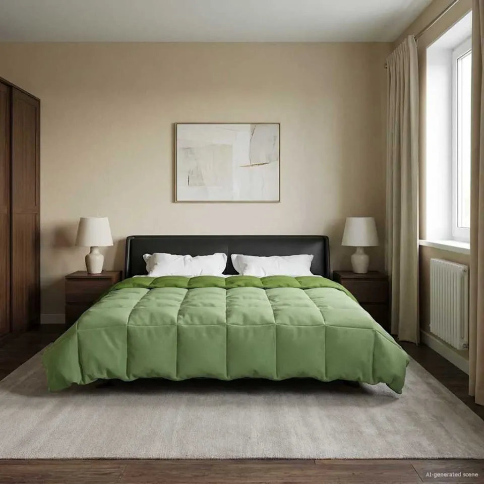 vidaXL Zomer Dekbed 220 x 260 cm Zomer Microfiber (100% polyester) groen, foto 4
