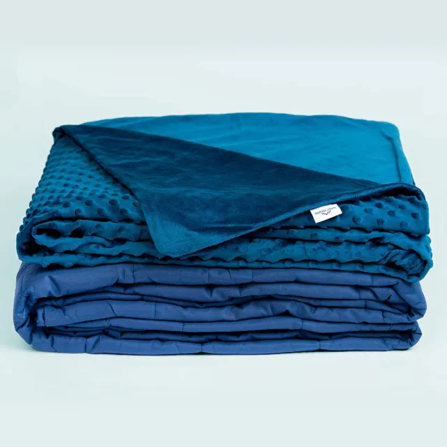 Nordic Paradise Katoenen Verzwaringsdeken - Wasbare dotted minky hoes - Weighted Blanket - 9.0 KG - 150x200 cm - Donker Blauw