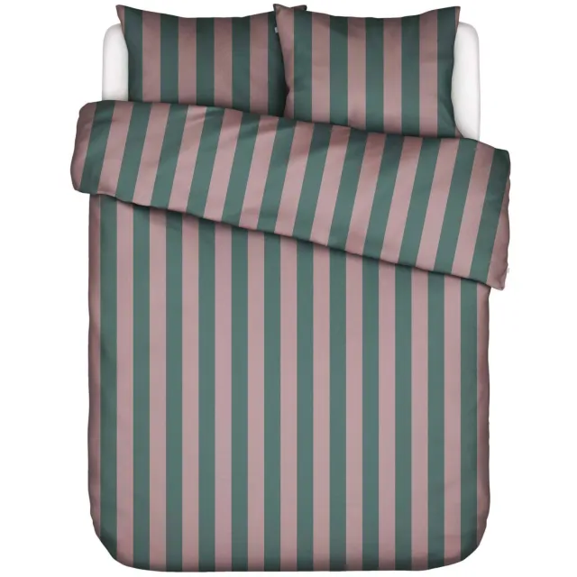 Essenza Minte Stripe dekbedovertrek woodrose dark teal Woodrose - Dark teal