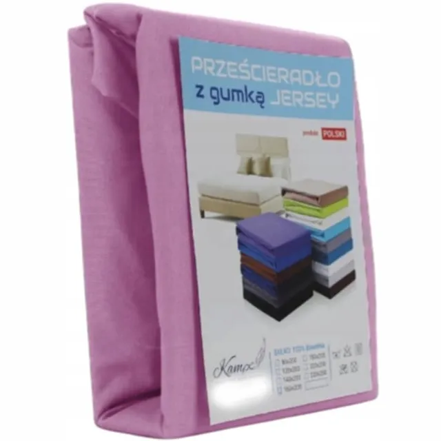 Kam-Pol Jersey Hoeslaken Katoen 100% met Elastiek, 30cm Hoog, Roze 90x220
