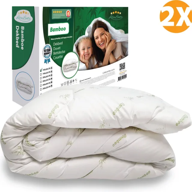 Litalente Syndonn BIO Bamboe Dekbed - Luxe All Season Dekbed (set van 2) - 140x200cm - Anti-allergisch – Hotel Kwaliteit – All Year – Tweepersoons dekbed Wit