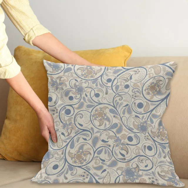 ABAKUHAUS Vintage-kussenhoes – Oosterse Scroll – 40x40 cm – Tweezijdig Beige