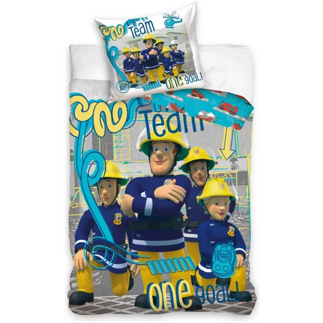 Brandweerman Sam Dekbedovertrek One Team 140 x 200 cm - Katoen 60 x 70 cm Multicolor