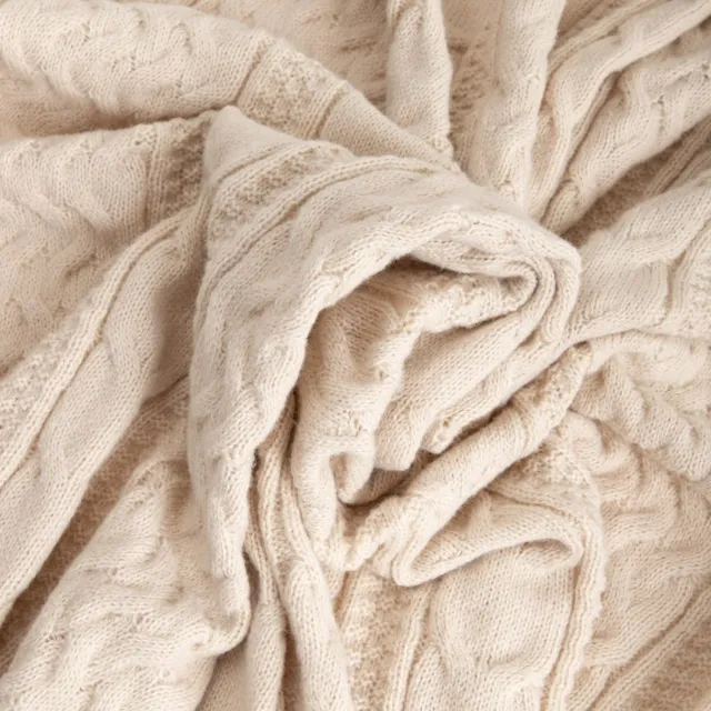 Homla Blanket - FLAVE - soft beige with a knitted texture - 130x170 cm - 782503