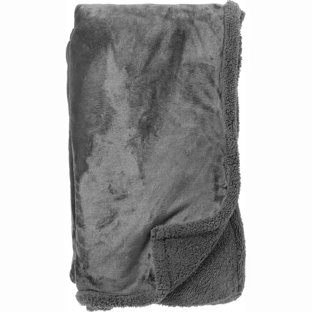 Dutch Decor STANLEY - Plaid 150x200 cm - fleece deken met teddy en fleece - Charcoal Gray - antraciet