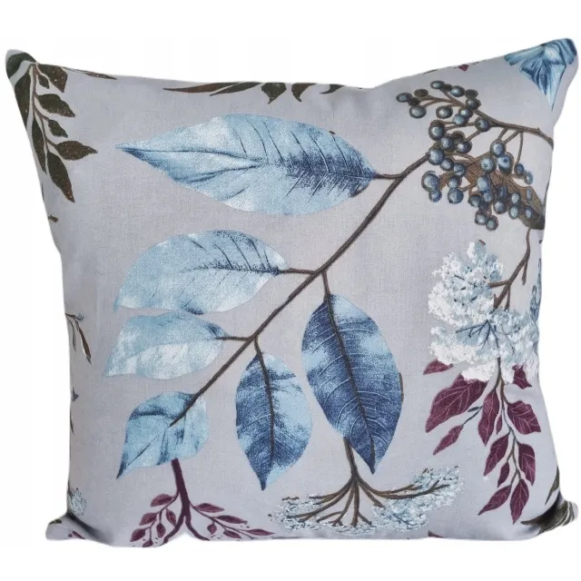 Fan Katoenen Kussensloop 40x40 cm Grijs Bloemig - Zacht & Duurzaam