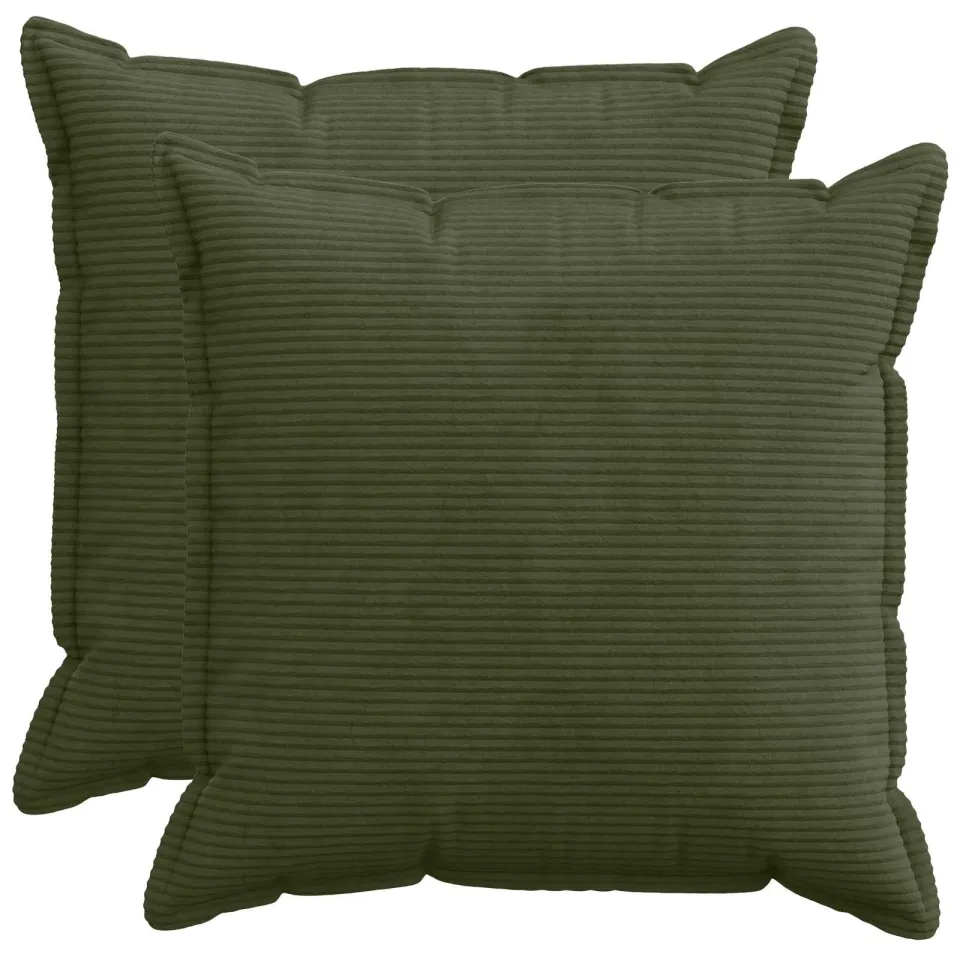 vidaXL Kussensloop 2 st HOUTEN Groen 55 x 55 cm corduroy, foto 3