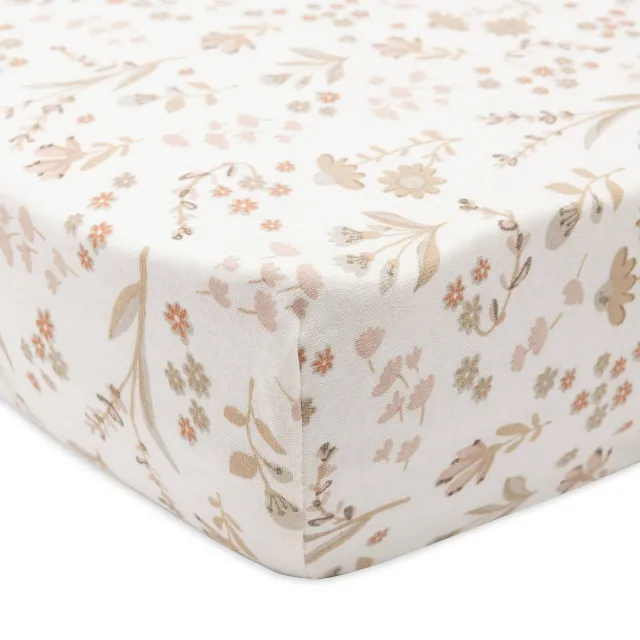 Jollein jersey hoeslaken kinderbed Bloomy beige