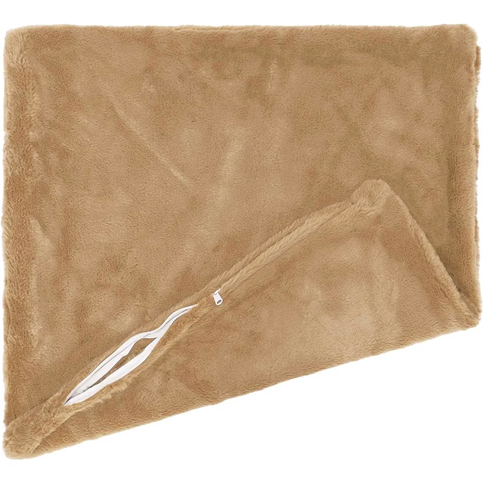 vidaXL Kussensloop 2 st HEERLEN Taupe 45 x 45 cm Nep Konijnenbont, foto 4