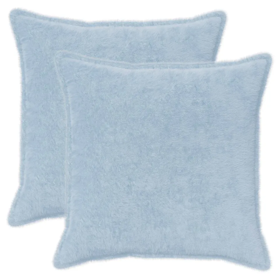 vidaXL Kussensloop 2 st HOUTEN Lichtblauw 65 x 65 cm Nep Konijnenbont blauw, foto 3